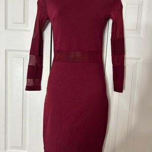 Elegant Burgundy Long Sleeve Dress